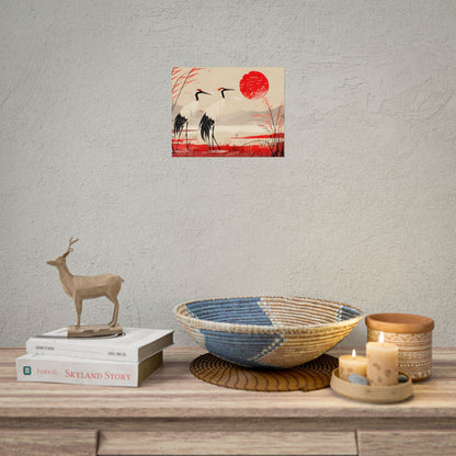 Peaceful Cranes in Serene Nature: Landscape Artwork - Poster