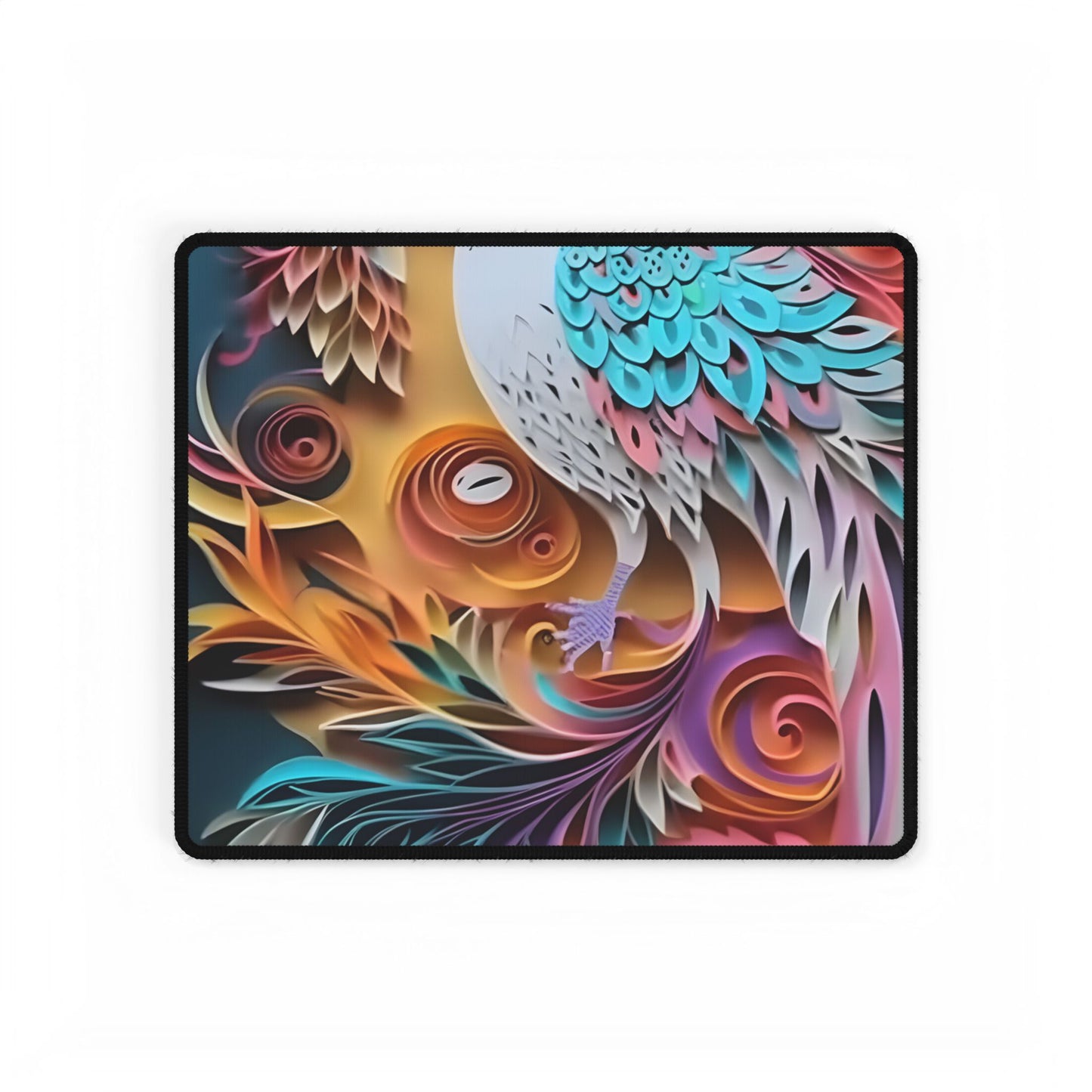 Vibrant Beach Paradise: Paper Quilling Artwork - Desk Mat