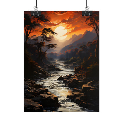 Breathtaking Waterfall: Impressionist Oil Painting in Serene Atmosphere - Poster