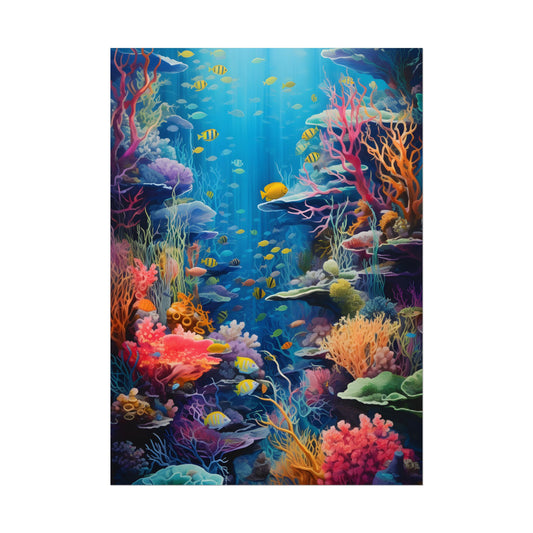 Coral Reef Sanctuary: Teeming Underwater Artwork - Poster