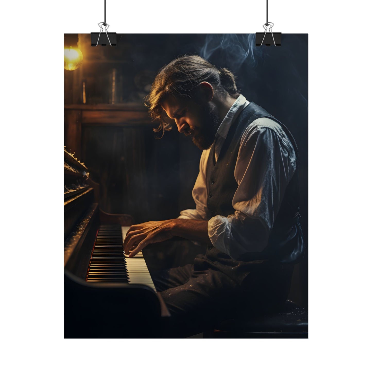 Mysterious Piano Maestro: Musical Artwork - Poster