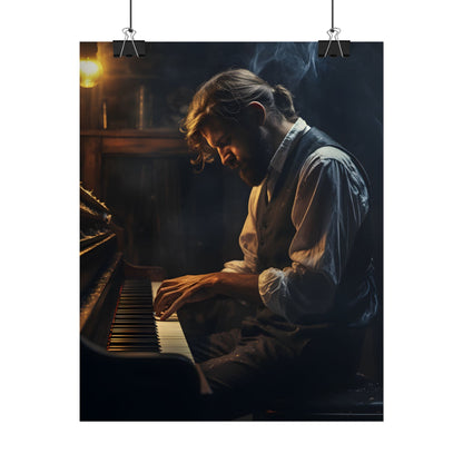 Mysterious Piano Maestro: Musical Artwork - Poster