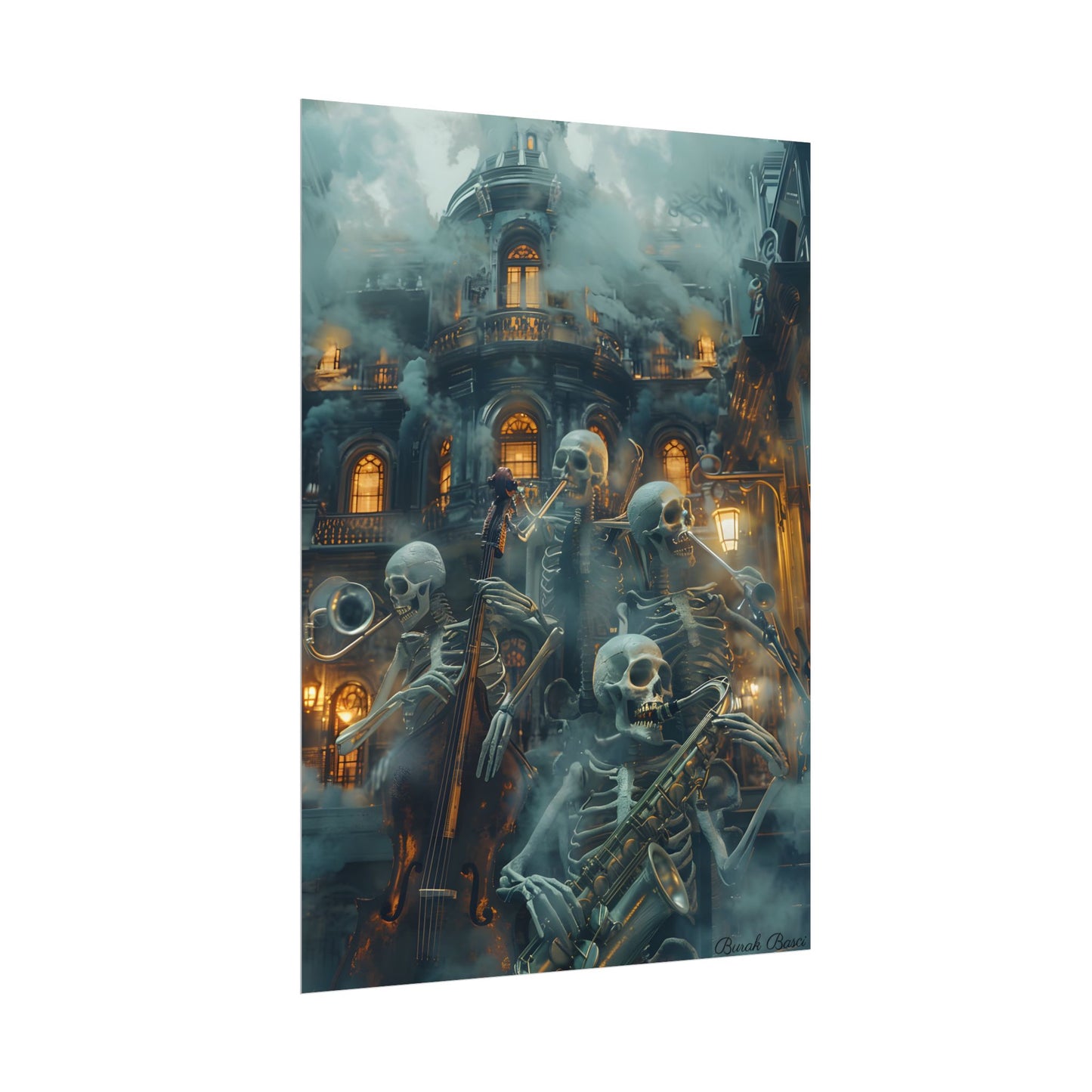Victorian Lowbrow Skeleton Jazz Band: Dark Artwork - Poster