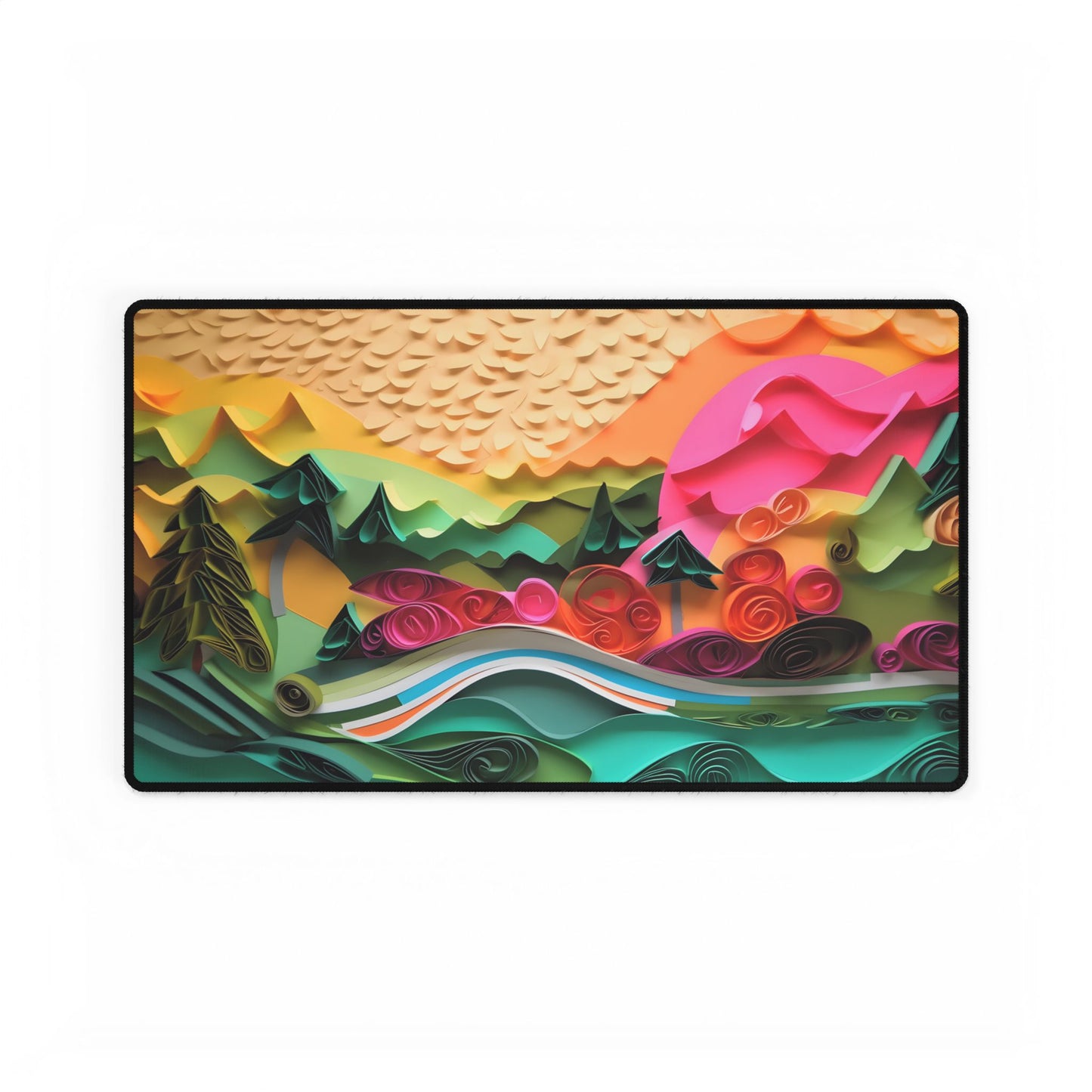 Magical Beach Landscape: Paper Quilling Art Piece - Desk Mat