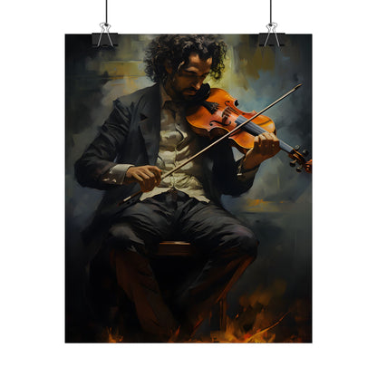Mysterious Musician Portrait: Digital Artwork - Poster