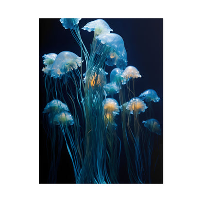 Bioluminescent Oceanic Ballet: Dancer's Magical Night Performance - Poster