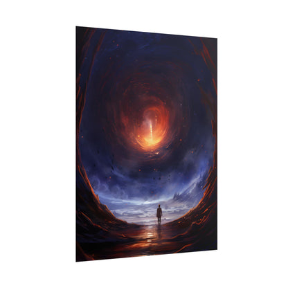 Mysterious Black Hole Cosmos: Space Art with Planetary Orbits - Poster