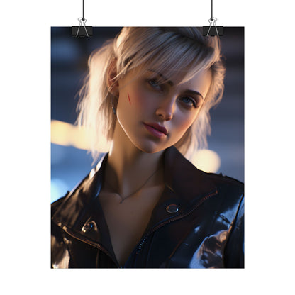 Cyberpunk Teenage Girl: Blonde Digital Art - Poster