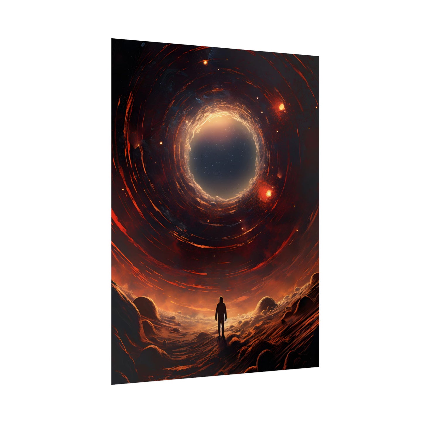Black Hole Cosmic: A Realistic Digital Artwork of a Planet in Orbit - Poster