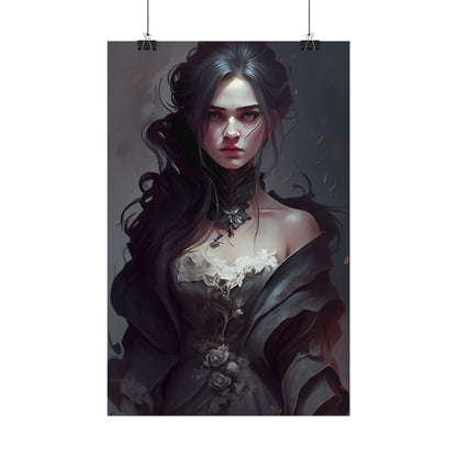 Black Haired Female Portrait: Elegant Outdoor Beauty - Poster