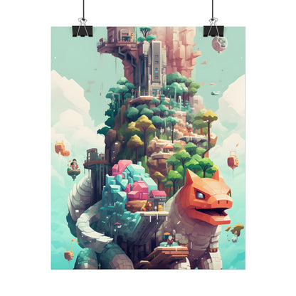 Pixelated Cyber-Pets: Digital Artwork of Illuminated Creatures - Poster