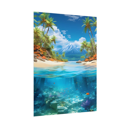 Tropical Paradise Tranquility: Lush Island Getaway Art - Poster