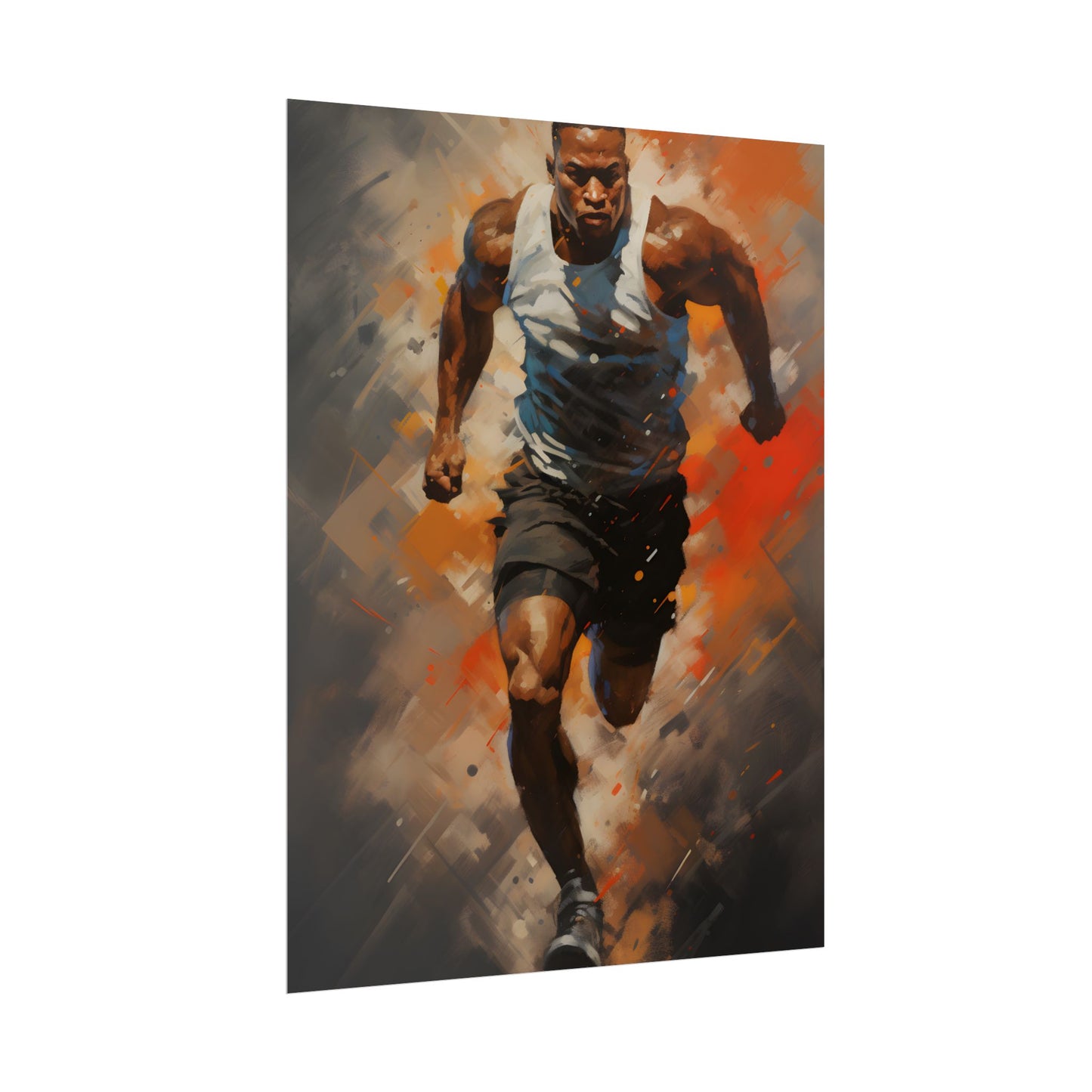 Passionate Athlete in Motion: Dynamic Portrait Artwork - Poster