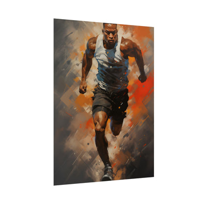 Passionate Athlete in Motion: Dynamic Portrait Artwork - Poster