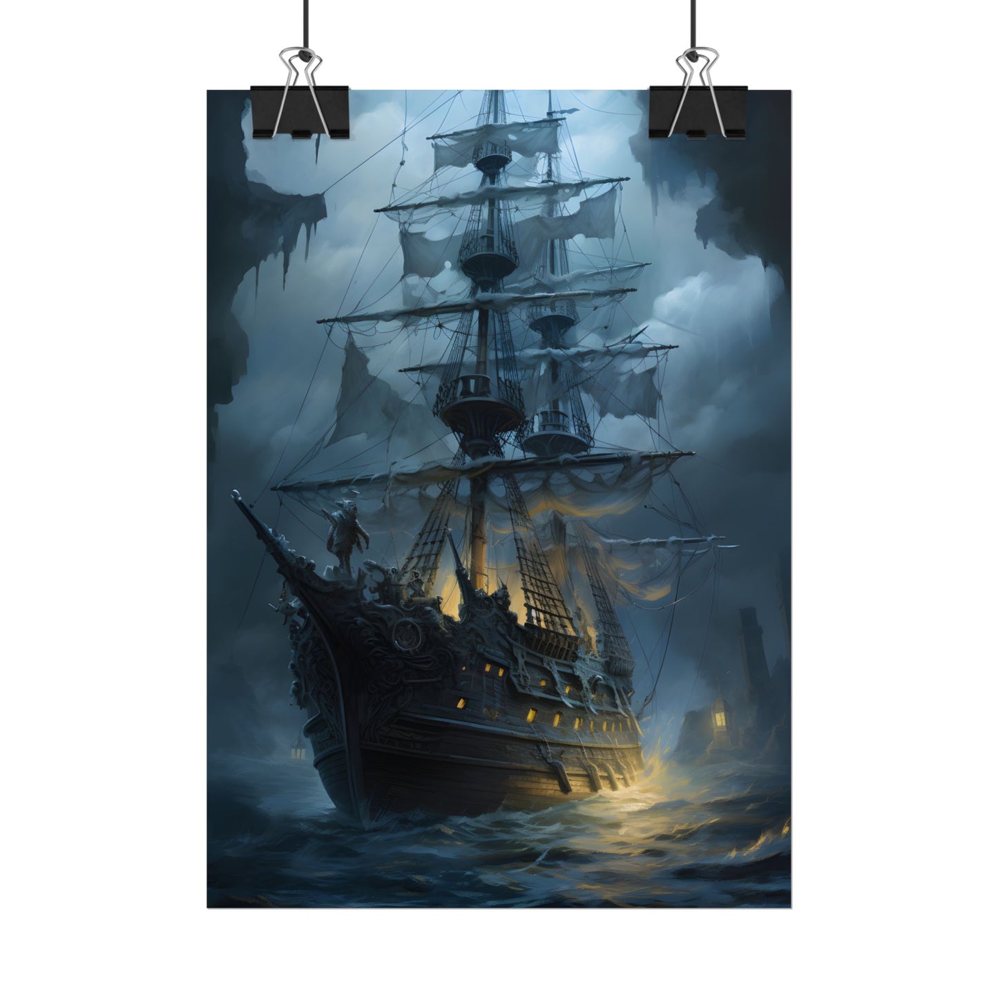 Ghost Pirate Sails: Mysterious Ocean Artwork - Poster