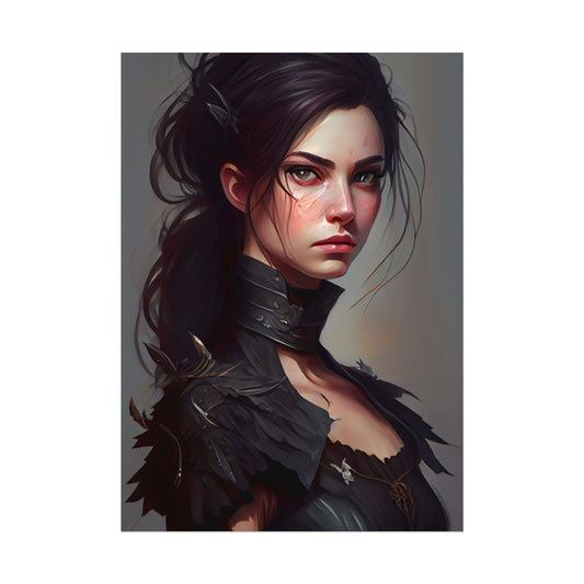 Artistic Female Portrait: Elegant Dress Digital Artwork - Poster