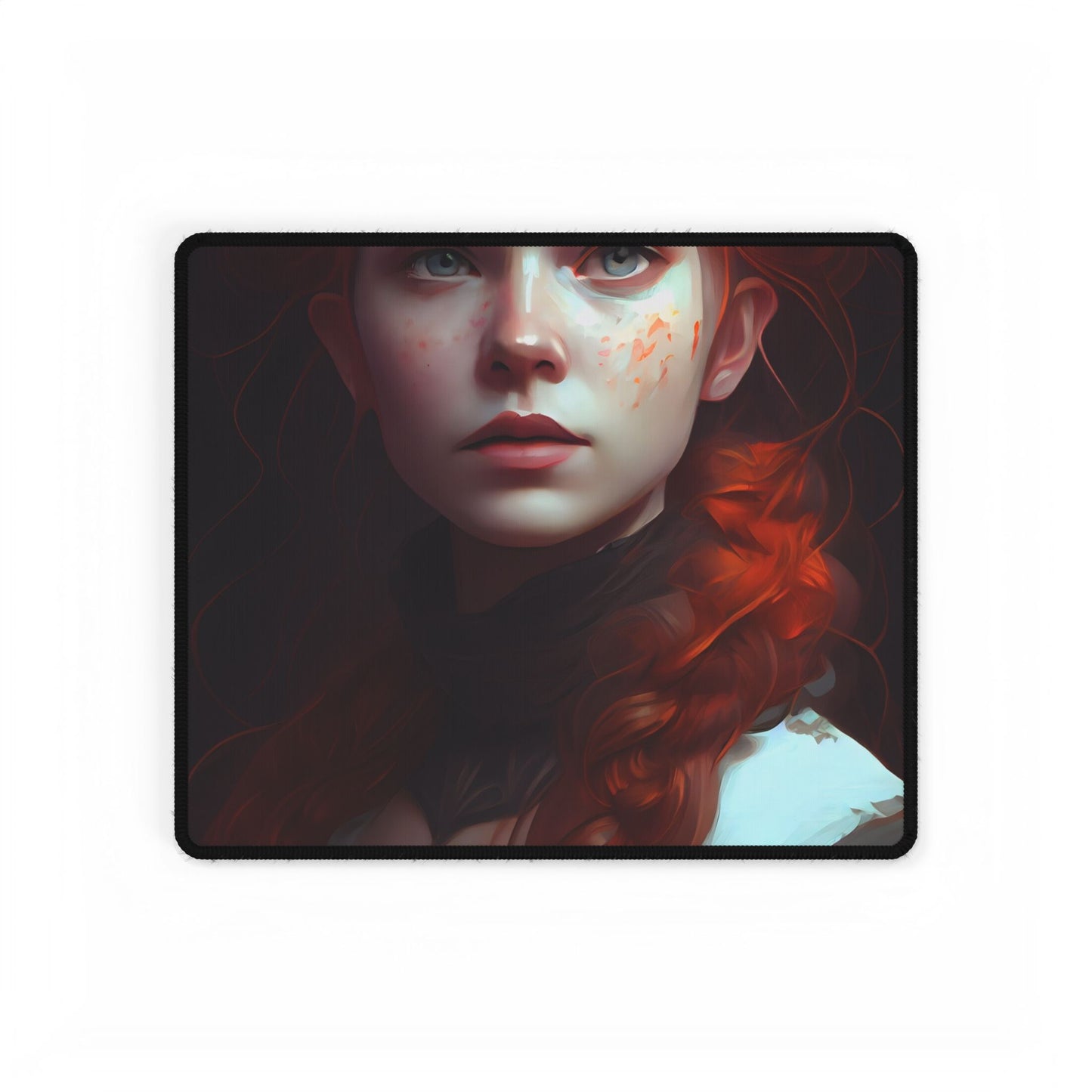 Astonishing Redhead Portrait: Elegant Young Woman in Dress - Desk Mat