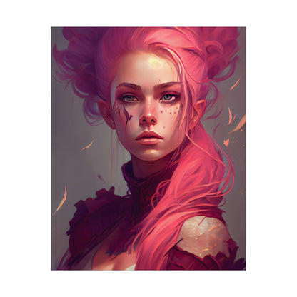 Enigmatic Portrait: Pink Hair in Darkness - Poster