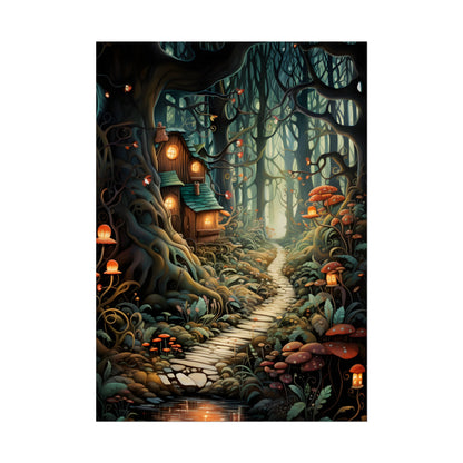 Whimsical Cartoon Forest Scene - Poster