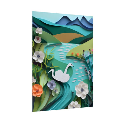 Vibrant Paper Quilling Island: A Beautiful Tropical Landscape - Poster