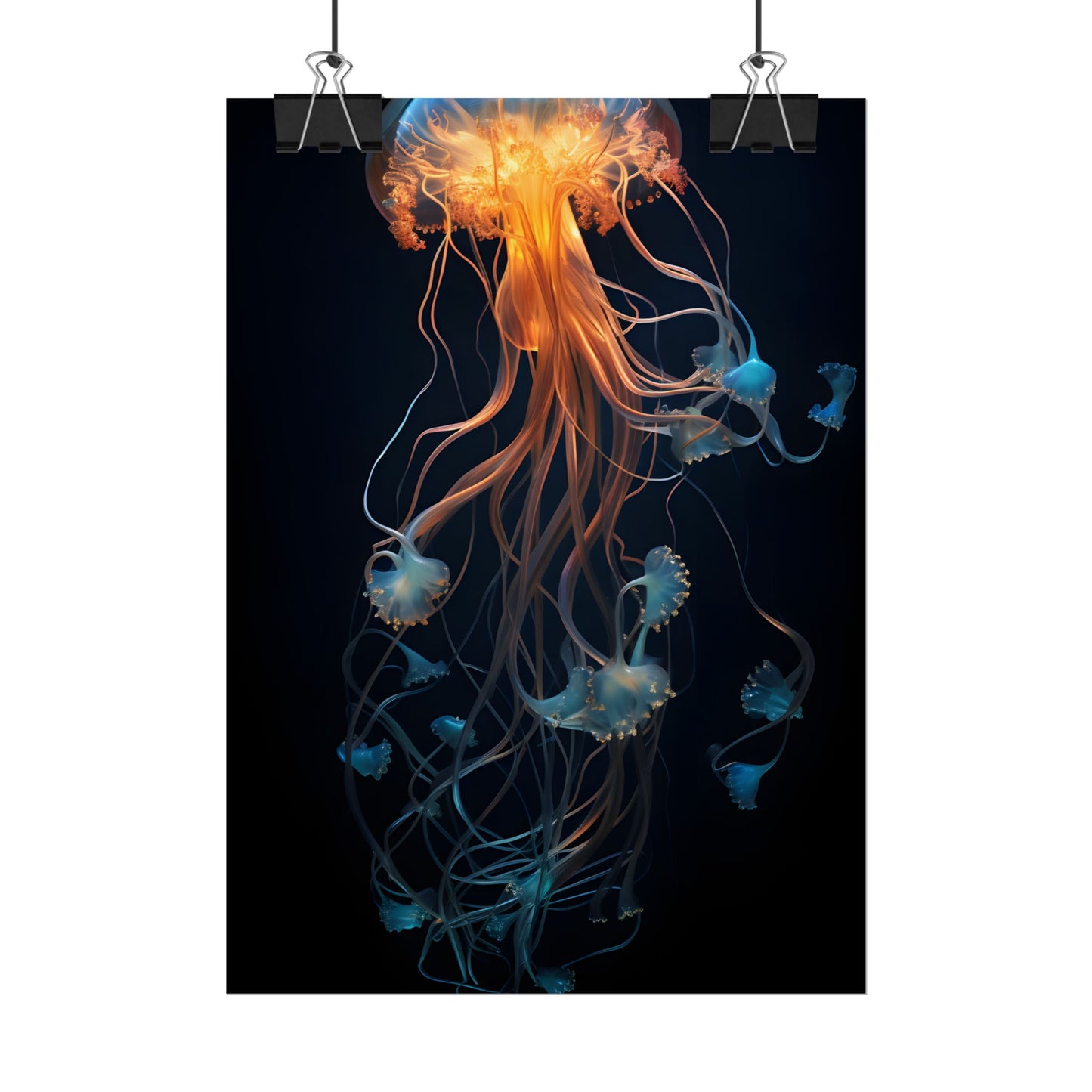 Bioluminescent Oceanic Ballet: Mesmerizing Underwater Scene Artwork - Poster