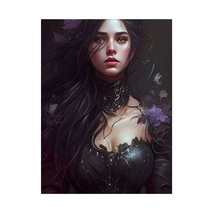 Striking Woman Portrait: Black Hair Artwork - Poster