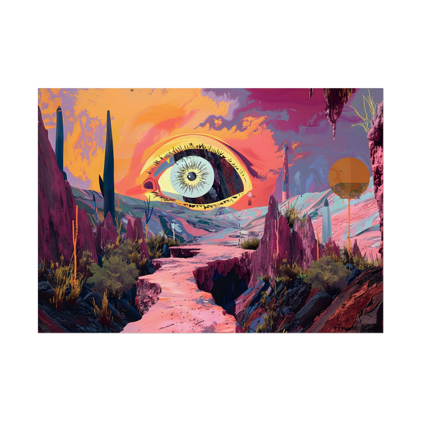 Surreal Eye: Vibrant Landscape Digital Art - Poster