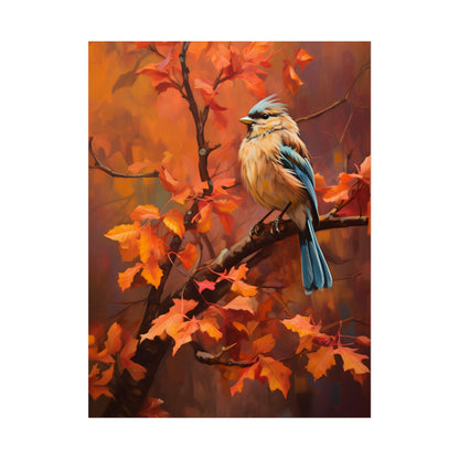 Vibrant Oak Branch: Colorful Oil Painting Artwork - Poster
