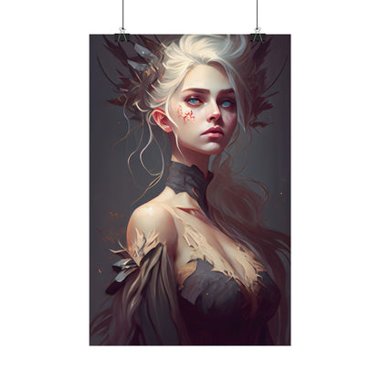 Elegant Blonde Portrait: Outdoor Woman in Dress - Poster
