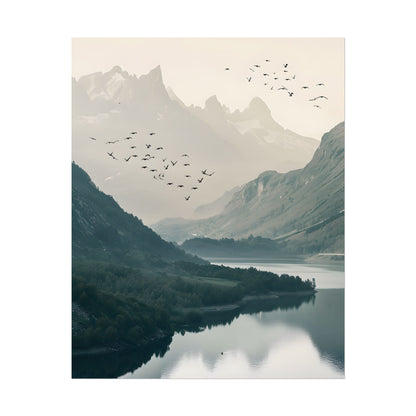 Serene Mountain Lake: A Peaceful Nature Artwork - Poster
