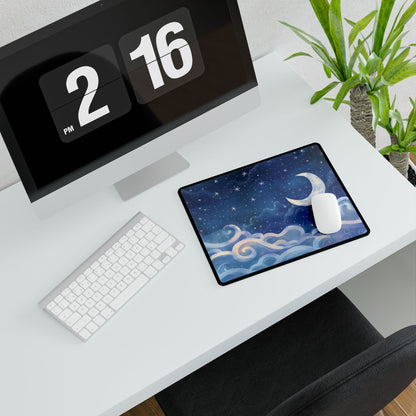 Whimsical Night Sky Dreams: Magical Illustration - Desk Mat