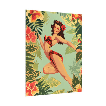 Vintage Retro Pin-Up Girl: Mid-Century Art Illustration - Poster
