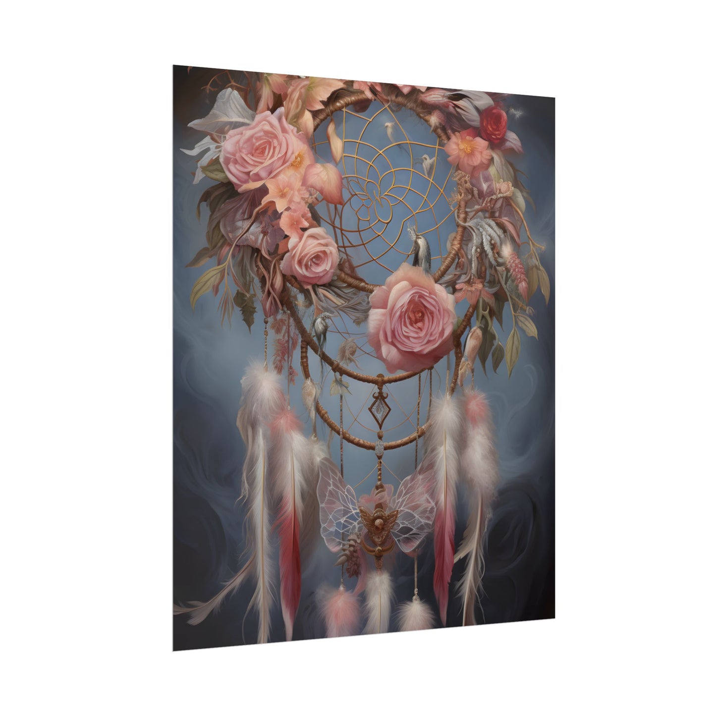 Ethereal Dreamcatcher Realm: Surreal Artwork with Colorful Feathers - Poster