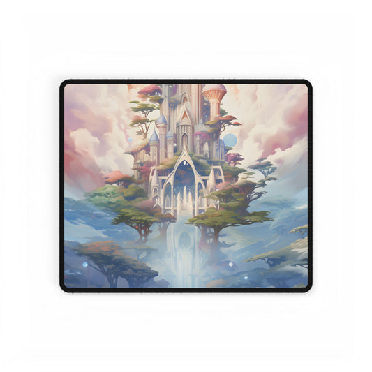 Surreal Floating City in Celestial Fantasy: A Dreamlike Digital Artwork - Desk Mat