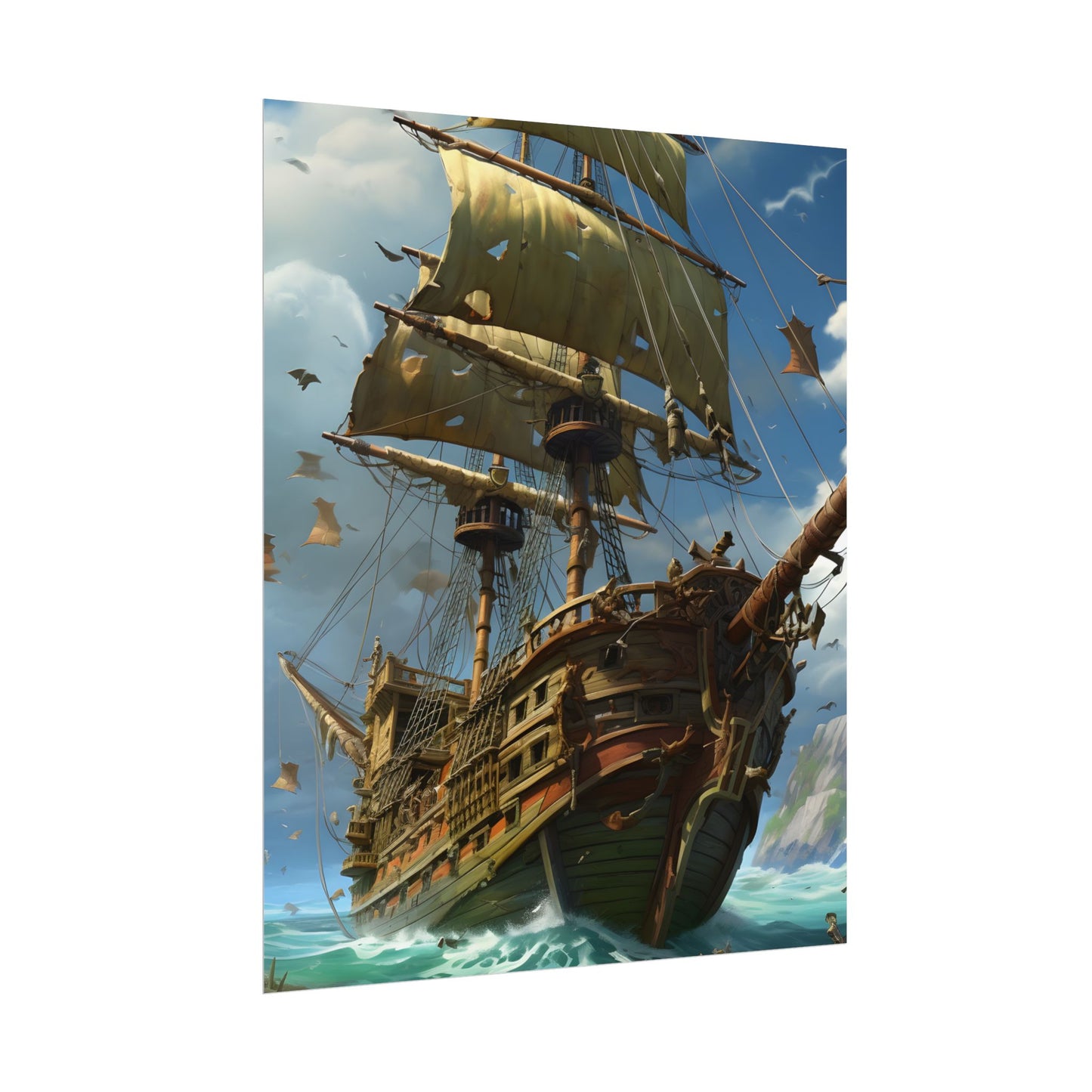 Swashbuckling Time-Traveling Pirate Crew: Colorful Artwork - Poster