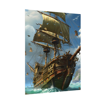 Swashbuckling Time-Traveling Pirate Crew: Colorful Artwork - Poster