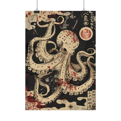 Stylized Japanese Octopus: Minimal Artwork - Poster