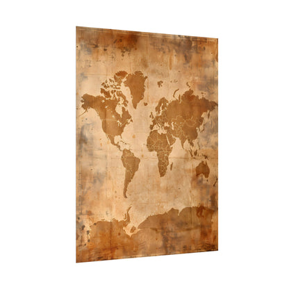 Vintage World Map: Artistic Cartography on Canvas - Poster