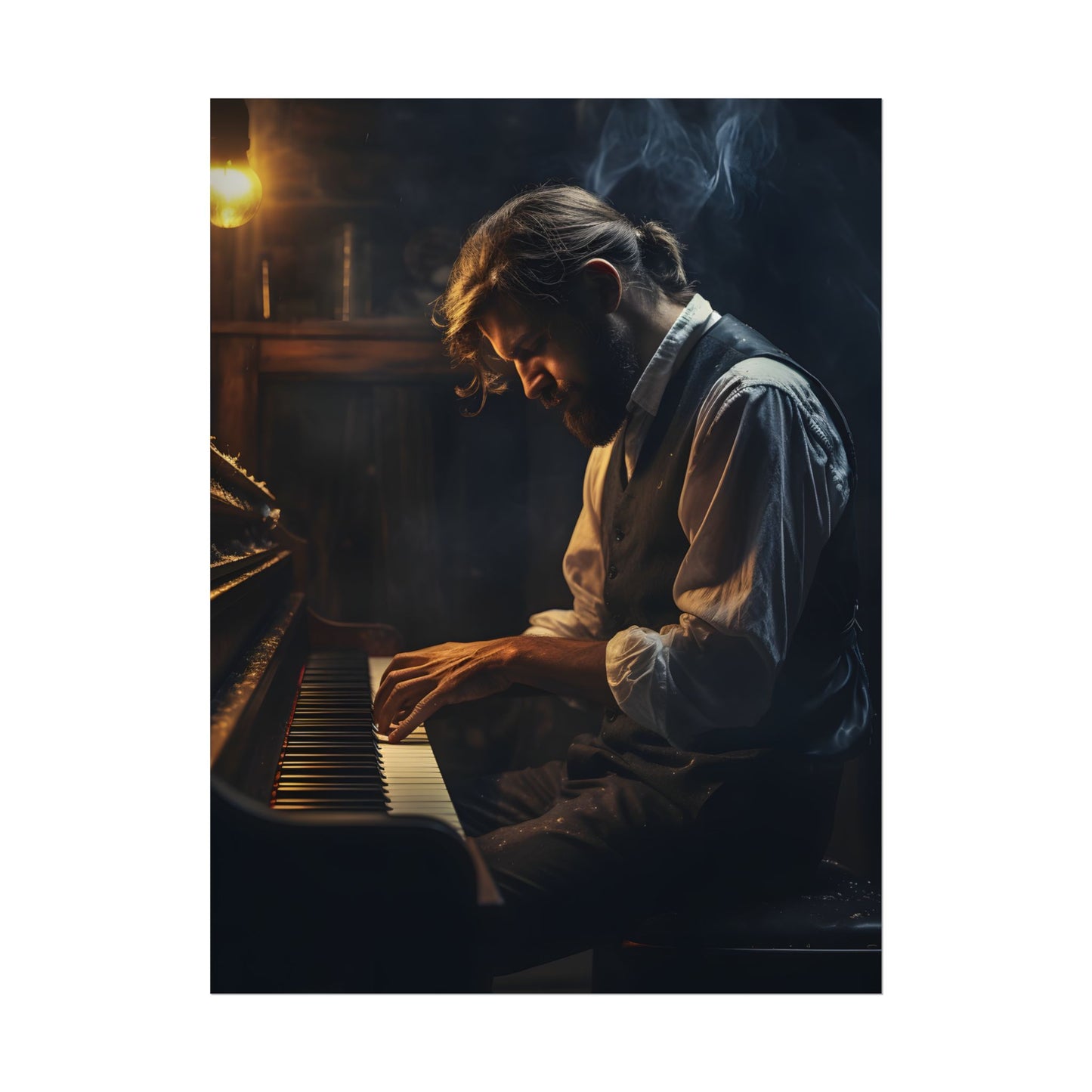 Mysterious Piano Maestro: Musical Artwork - Poster