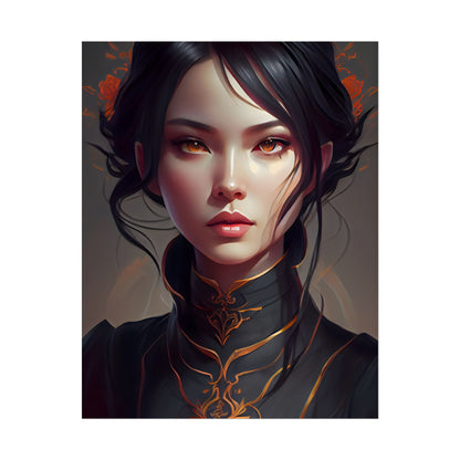 Realistic Female Portrait in Elegant Dress - Poster