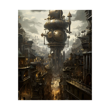 Vibrant Steampunk City: A World of Wonder - Poster