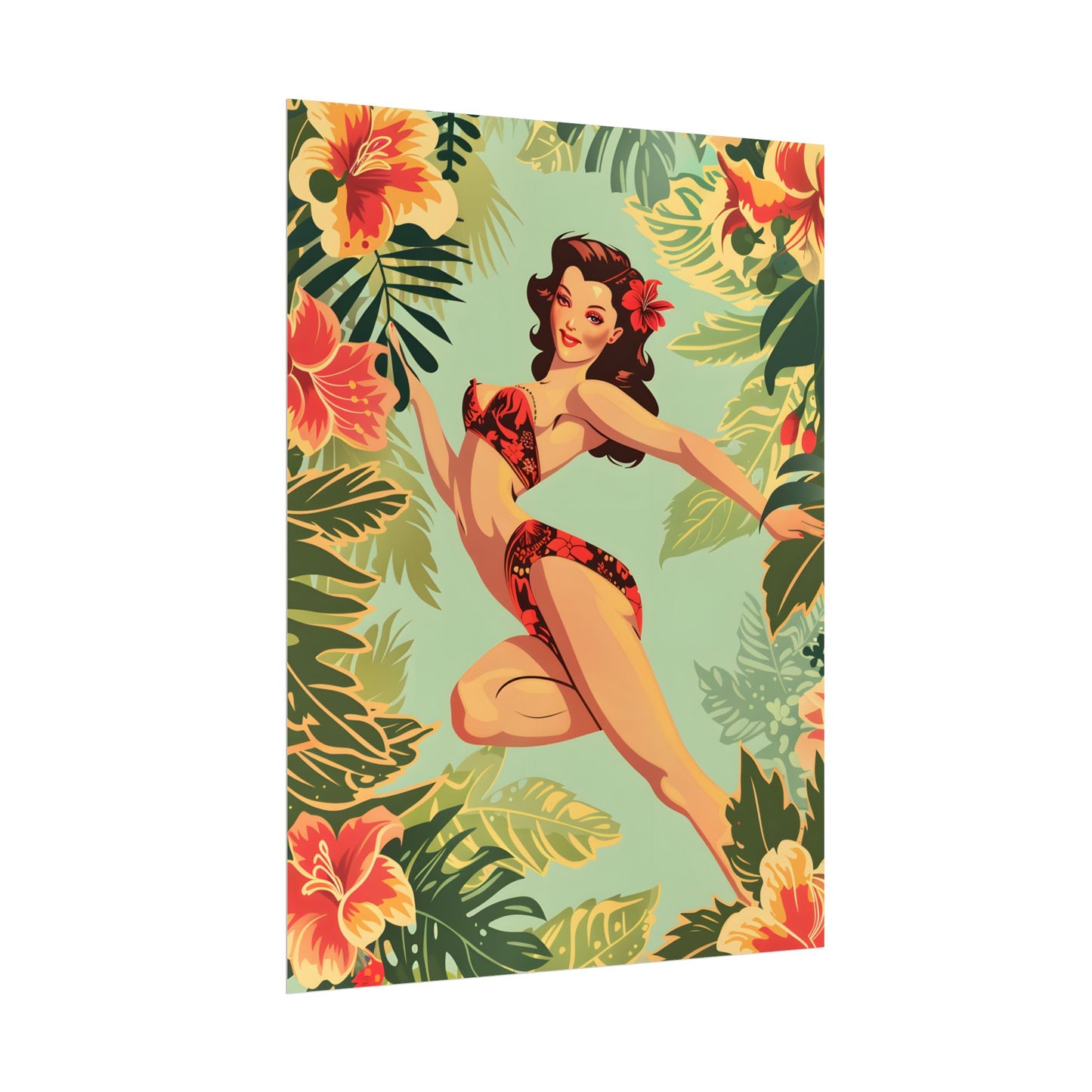 Vintage Retro Pin-Up Girl: Mid-Century Art Illustration - Poster