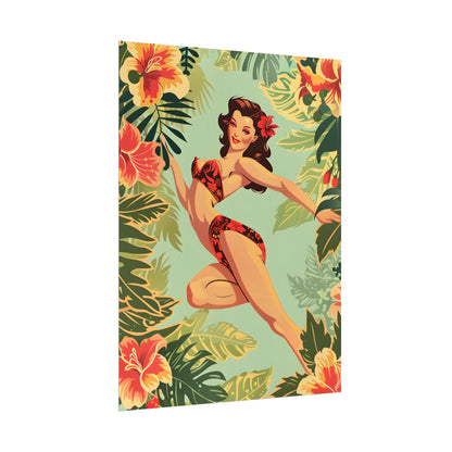 Vintage Retro Pin-Up Girl: Mid-Century Art Illustration - Poster