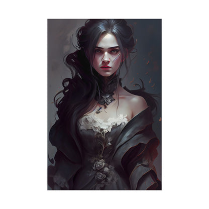 Black Haired Female Portrait: Elegant Outdoor Beauty - Poster