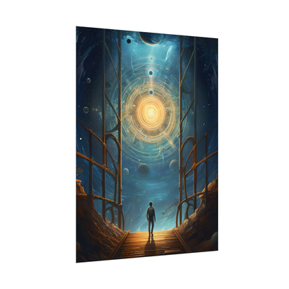 Space Explorer's Journey: Sleek Spacecraft in Stellar Odyssey - Poster