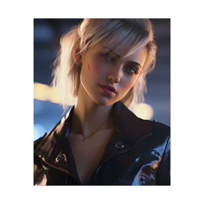 Cyberpunk Teenage Girl: Blonde Digital Art - Poster