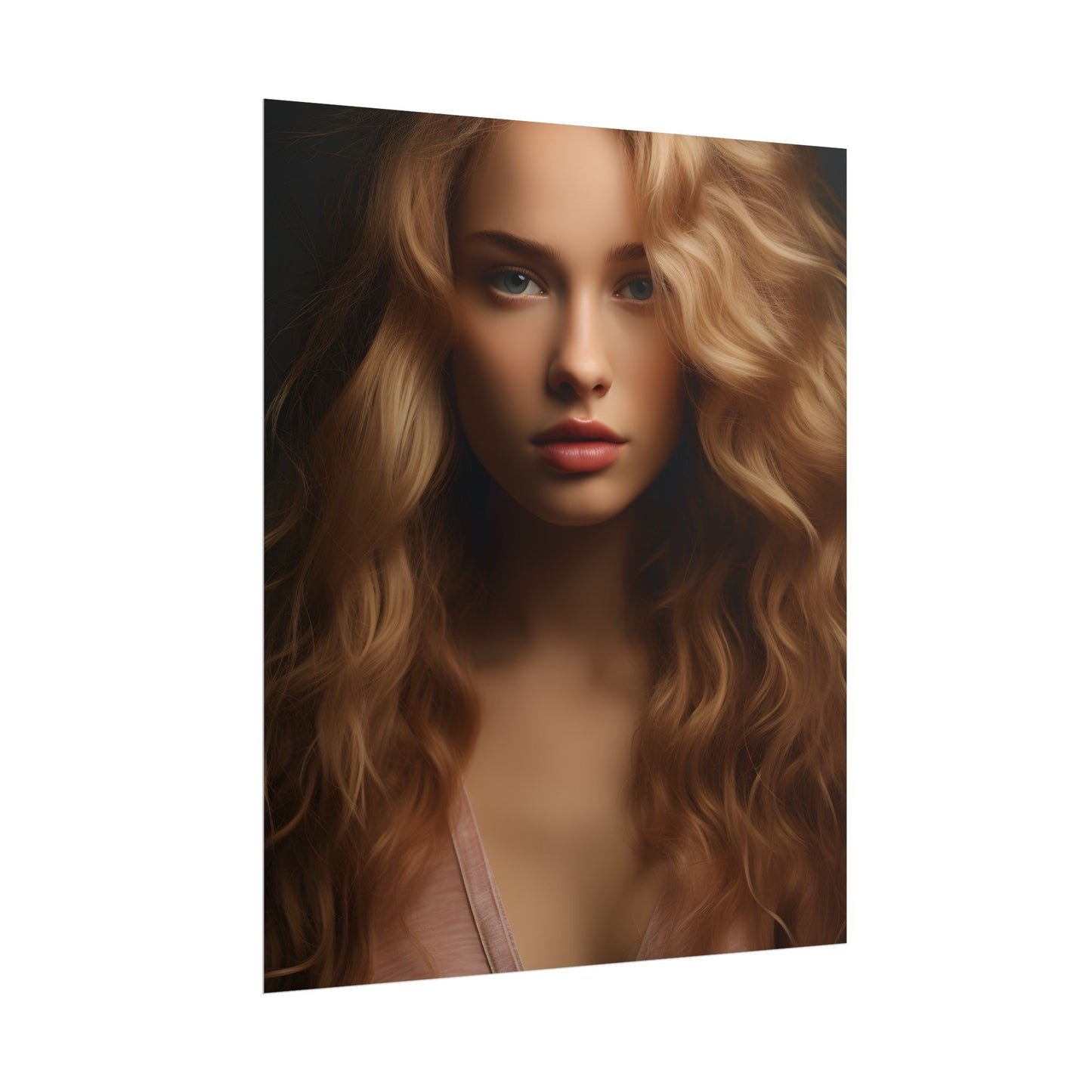 Modern Blonde Woman: Minimalist Style Portrait - Poster