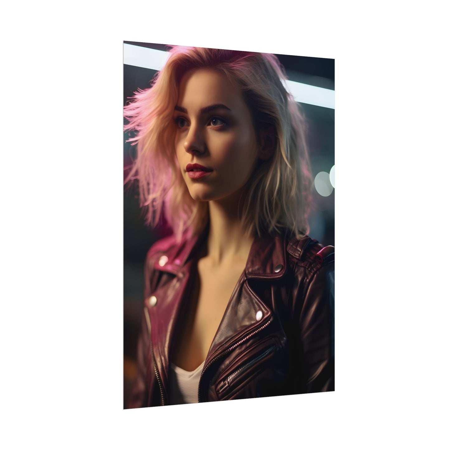 Cyberpunk Teen Close-Up: Digital Artwork - Poster