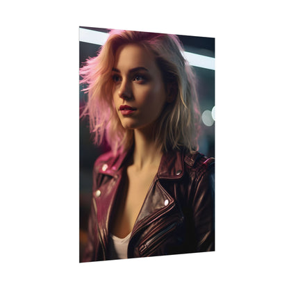 Cyberpunk Teen Close-Up: Digital Artwork - Poster