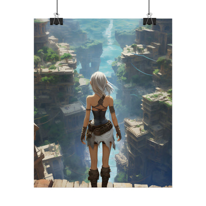 Dramatic Anime Female: Dynamic Birds Eye View Artwork - Poster